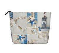 HJLUUFT Trousse de maquillage de voyage avec imprimé étoile de mer et phare - Grande capacité - Trousse de toilette pour femme, noir, One Size