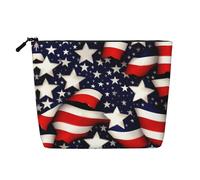 HJLUUFT Trousse de maquillage de voyage avec motif drapeau américain, étoiles, rayures - Grande capacité - Pour femme, noir, One Size