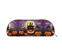 HJLUUFT Trousse de rangement semi-circulaire Happy-Halloween-Day-Trick-Or-Treat - Trousse élégante et légère pour le bureau, la vie et les voyages