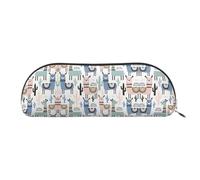 HJLUUFT Trousse de rangement semi-circulaire motif cactus tropical, lama - Trousse élégante et légère pour le bureau, la vie et les voyages