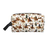 HJLUUFT Trousse de toilette avec imprimé cheval de cowboy pour homme et femme, trousse de toilette de voyage pour adultes, porte de chambre, blanc, One Size