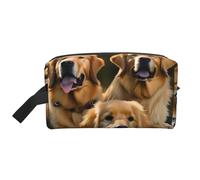HJLUUFT Trousse de toilette avec imprimé Golden Retrievers pour hommes et femmes, trousse de toilette de voyage pour adultes, porte et chambre, blanc, One Size
