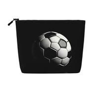 HJLUUFT Trousse de toilette de grande capacité avec imprimé football - Pour femme - Noir - Taille unique, Noir , Taille unique