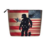 HJLUUFT Trousse de toilette de voyage avec impression du jour commémoratif patriotique des soldats militaires américains, trousse de maquillage pour femme, organisateur de maquillage, accessoires de