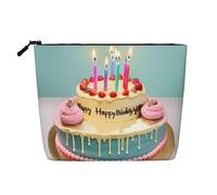 HJLUUFT Trousse de toilette de voyage avec impression « Happy Birthday » - Grand gâteau - Trousse de maquillage pour femme - Organisateur de maquillage - Accessoires de toilette, noir, One Size