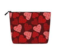 HJLUUFT Trousse de toilette de voyage avec imprimé cœurs rouges pour femmes, organisateur de maquillage, accessoires de toilette, noir, One Size