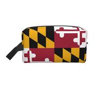 HJLUUFT Trousse de toilette de voyage avec imprimé drapeau de l'État du Maryland, trousse de maquillage portable, sac de voyage essentiel de voyage, blanc, One Size