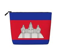 HJLUUFT Trousse de toilette de voyage avec imprimé drapeau du Cambodge, trousse de maquillage pour femme, organisateur de maquillage, accessoires de toilette, noir, One Size