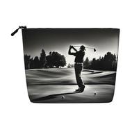 HJLUUFT Trousse de toilette de voyage avec imprimé golf noir et blanc, trousse de maquillage pour femme, organisateur de maquillage, accessoires de toilette, noir, One Size