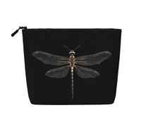 HJLUUFT Trousse de toilette de voyage avec imprimé libellule noire pour femme, noir, One Size