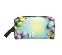 HJLUUFT Trousse de toilette imprimée printemps Happy Easter Holiday pour hommes et femmes, trousse de toilette de voyage pour adultes, porte de chambre essentiels, blanc, One Size