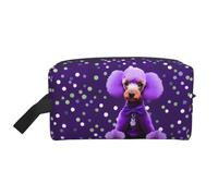 HJLUUFT Trousse de toilette violette avec imprimé caniche à pois pour hommes et femmes, trousse de toilette de voyage pour adultes, porte et chambre, blanc, One Size