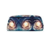 HJLUUFT Universe Galactic System Trousse à crayons en cuir semi-ronde pour voyage et maquillage Idéal pour ranger les crayons et le maquillage