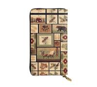 HJLUUFT Wild Animals Porte-cartes de crédit pratique pour femme avec fermeture éclair en métal et cuir synthétique, noir, One Size, Classique