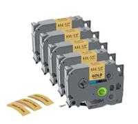hJNGdU 5 pièces 10 pièces TZe231 Compatible avec Le Ruban TZe-231 12mm 231 laminé Noir sur Blanc Compatible avec Fabricant d'étiquettes PT-H110(5PK Black on Gold)