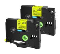 hJNGdU TZ-B31 Black on Fluorescent Orange Label Tape 2pk / 5pk Compatible avec Les imprimantes TZE-C3 TZE-B31 Compatible avec Les étiquettes 6/9/11/18/24 mm(Fluo Black on Yellow)