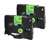 hJNGdU TZ-B31 Black on Fluorescent Orange Label Tape 2pk / 5pk Compatible avec Les imprimantes TZE-C3 TZE-B31 Compatible avec Les étiquettes 6/9/11/18/24 mm(Fluo Black on Green)