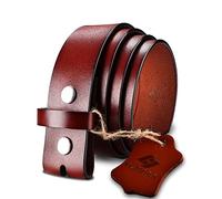 HJones Ceintures occidentales pour hommes sans boucle, boucles de ceinture de cowboy pour hommes, ceinture en cuir véritable de 3,8 cm de large sans boucle, marron, 42