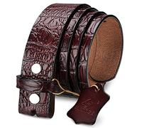 HJones Sangle de ceinture de rechange pour homme, ceinture en cuir pour homme avec boucle de ceinture argentée à clipser sans boucle de 3,8 cm de large, marron, 54