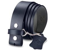 HJONES Sangle de ceinture de rechange pour homme, ceinture en cuir pour homme avec boucle de ceinture argentée à clipser sans boucle de 3,8 cm de large, bleu, 46
