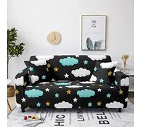 HJOSWVNS Housse Canape Nuage Vert Noir Housse clic clac Polyester Spandex Housse Canape Dangle Antidérapante Housse De Canape pour Élastique Universel Housse De Canapé d'angle 3 Places