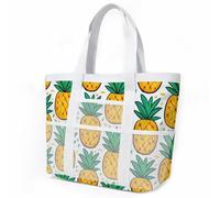 HJOSWVNS Sac de Plage Blanc Fruit Vert Sac Fourre Tout Voyage Tote Bag Piscine Avec Fermeture Éclair Cabas de Voyage Accessoire Plage Pliable Et Léger Beach Travel Bag Gym Cabas Femme 33x32cm/2 Pièce