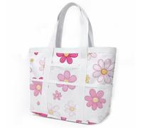 HJOSWVNS Sac de Plage Fleur Rose Sac Fourre Tout Voyage Tote Bag Piscine Avec Fermeture Éclair Cabas de Voyage Accessoire Plage Pliable Et Léger Beach Travel Bag Gym Cabas Femme 33x32cm/1 Pièce