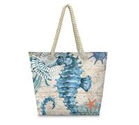 HJOSWVNS Sac Fourre Tout Animaux Bleus Sac de Plage Polyester Sac a Main Femme de Cours Tote Bag Homme Lavable Sacs pour Femmes Tote Bag Enfant Sacs À Main Réutilisable Totebag Cabas Femme 36x37cm/1