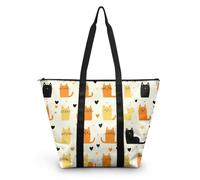 HJOSWVNS Sac Fourre Tout Animaux Orange Mignons Sac de Plage Polyester Tote Bag Homme Lavable Sacs à Main Femme Réutilisable Tot Bag Durable Cabas Pliable Totebag 38x56cm/1 Pcs