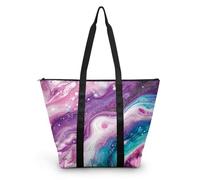 HJOSWVNS Sac Fourre Tout Bleu Marbre Violet Sac a Main Femme Polyester Tote Bag Homme Lavable Sac de Cours femme Réutilisable Tote Bag Enfant Sacs à Main Langlebig 38x56cm/1 Pcs