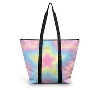 HJOSWVNS Sac Fourre Tout Étoile Jaune Bleu Sac a Main Femme Polyester Tote Bag Homme Lavable Sac de Cours femme Réutilisable Tote Bag Enfant Sacs à Main Langlebig 38x56cm/1 Pcs