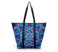 HJOSWVNS Sac Fourre Tout Fleur Bleue Violet Sac a Main Femme Polyester Tote Bag Homme Lavable Sac de Cours femme Réutilisable Tote Bag Enfant Sacs à Main Langlebig 38x56cm/1 Pcs