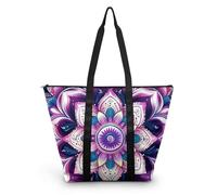 HJOSWVNS Sac Fourre Tout Fleur Violette Sac a Main Femme Polyester Tote Bag Homme Lavable Sac de Cours femme Réutilisable Tote Bag Enfant Sacs à Main Langlebig 38x56cm/1 Pcs