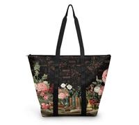 HJOSWVNS Sac Fourre Tout Fleurs Roses Brunes Sac a Main Femme Polyester Tote Bag Homme Lavable Sac de Cours femme Réutilisable Tote Bag Enfant Sacs à Main Langlebig 38x56cm/1 Pcs