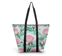 HJOSWVNS Sac Fourre Tout Fleurs Vertes D'Eau Sac de Plage Polyester Tote Bag Homme Lavable Sacs à Main Femme Réutilisable Tot Bag Durable Cabas Pliable Totebag 38x56cm/2 Pcs