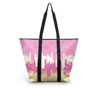 HJOSWVNS Sac Fourre Tout Géométrie Beige Rose Sac a Main Femme Polyester Tote Bag Homme Lavable Sac de Cours femme Réutilisable Tote Bag Enfant Sacs à Main Langlebig 38x56cm/2 Pcs