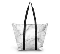 HJOSWVNS Sac Fourre Tout Marbre Blanc Gris Sac a Main Femme Polyester Tote Bag Homme Lavable Sac de Cours femme Réutilisable Tote Bag Enfant Sacs à Main Langlebig 38x56cm/1 Pcs