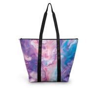 HJOSWVNS Sac Fourre Tout Marbre Violet Bleu Sac a Main Femme Polyester Tote Bag Homme Lavable Sac de Cours femme Réutilisable Tote Bag Enfant Sacs à Main Langlebig 38x56cm/1 Pcs
