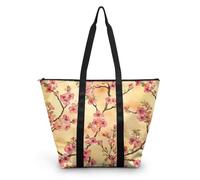 HJOSWVNS Sac Fourre Tout Modèle De Fleur Rose Sac de Plage Polyester Tote Bag Homme Lavable Sacs à Main Femme Réutilisable Tot Bag Durable Cabas Pliable Totebag 38x56cm/1 Pcs