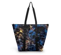 HJOSWVNS Sac Fourre Tout Or Noir Bleu Sac a Main Femme Polyester Tote Bag Homme Lavable Sac de Cours femme Réutilisable Tote Bag Enfant Sacs à Main Langlebig 38x56cm/1 Pcs
