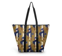 HJOSWVNS Sac Fourre Tout Triangle Bleu Brun Sac a Main Femme Polyester Tote Bag Homme Lavable Sac de Cours femme Réutilisable Tote Bag Enfant Sacs à Main Langlebig 38x56cm/1 Pcs