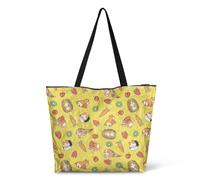HJOSWVNS Sac Fourre Tout Vert Chien Jaune Sac a Main Femme Polyester Tote Bag Homme Lavable Sac de Cours femme Réutilisable Tote Bag Enfant Sacs à Main Langlebig 36x37cm/1