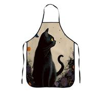 HJOSWVNS Tablier Cuisine Homme Chat Noir Violet Tablier Cuisine Enfant Coton et Lin Respirant Tablier de Cuisine Femme Résistant Tablier Cuisine Femme Réglable Tablier Femme Durable 55x68