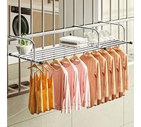 HJRegaFimu Étendoir à Linge Extensible en Acier Inoxydable pour Balcon, prêt à l'emploi Une Fois installé, Fixation Murale, pour Chaussures ou Plantes en Pot, Couleur Argent (si