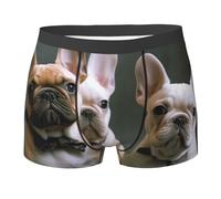 HJRT Boxer doux et respirant pour homme - Évacuation de l'humidité - Extensible - Motif bouledogue français, Noir , XXL