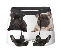 HJRT Boxer doux et respirant pour homme - Évacuation de l'humidité - Extensible - Motif bouledogue français, Noir , XXL