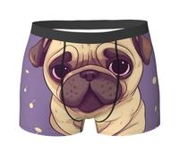 HJRT Boxer pour homme - Doux et respirant - Évacuation de l'humidité - Extensible - Motif carlin amusant - Pour homme, Noir , M