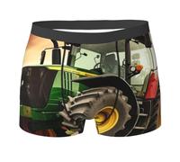 HJRT Caleçon boxeur doux et respirant pour homme - Évacuation de l'humidité - Extensible - Thème tracteur, Noir , M