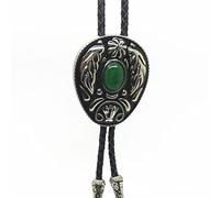 HJtRTDF Collier de style western, Cravate bola en agate et cristal à motif plumes relief, style rétro, cravate fine(Jade)