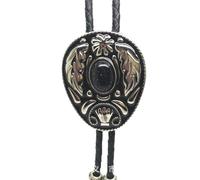 HJtRTDF Collier de style western, Cravate bola en agate et cristal à motif plumes relief, style rétro, cravate fine(Black)